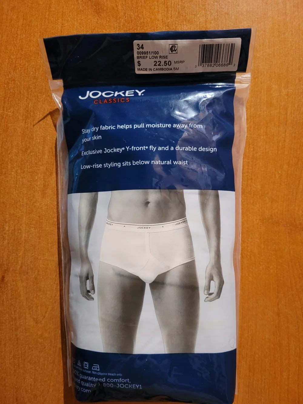 Jockey Classics Men’s White Low-Rise Briefs – 3-Pack Size 34 New